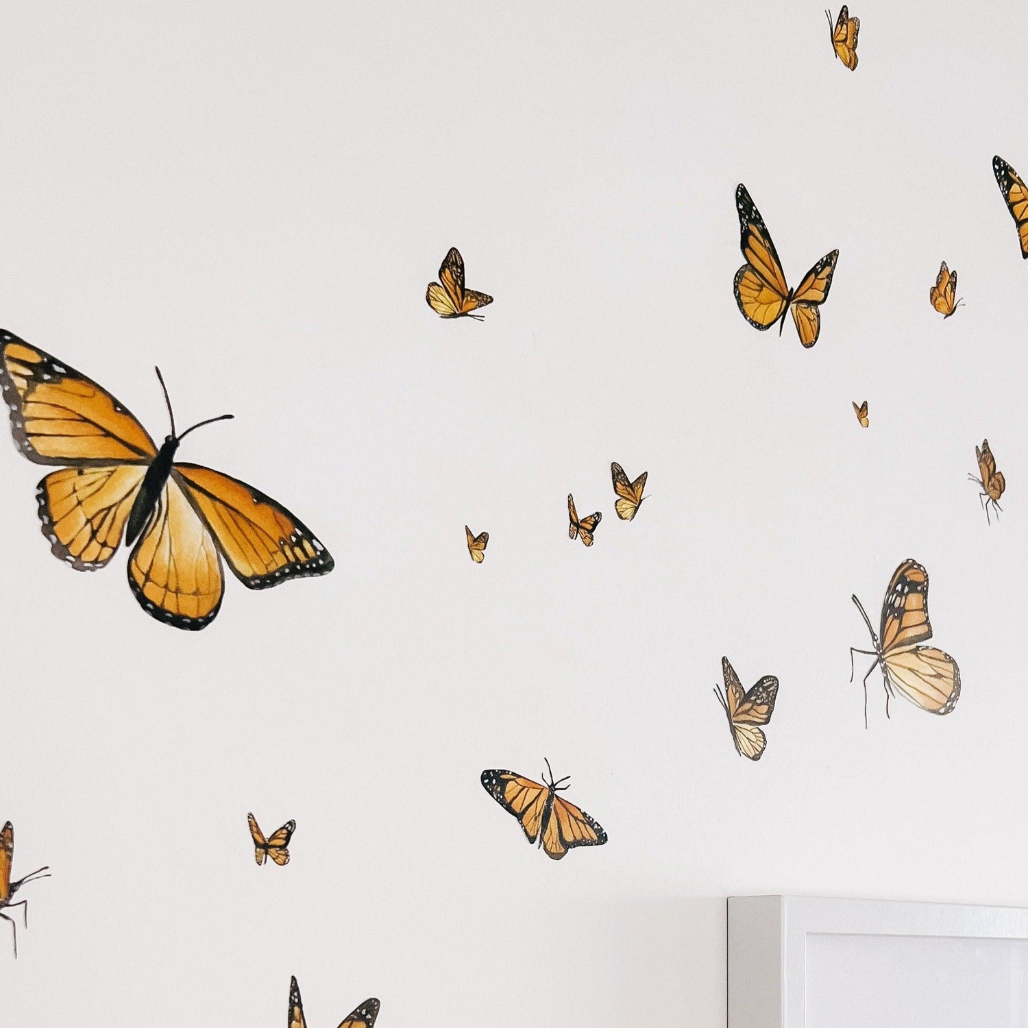 22 Monarch Butterflies - Hand-painted Removable Fabric Wall Sticker - lovefrankieart