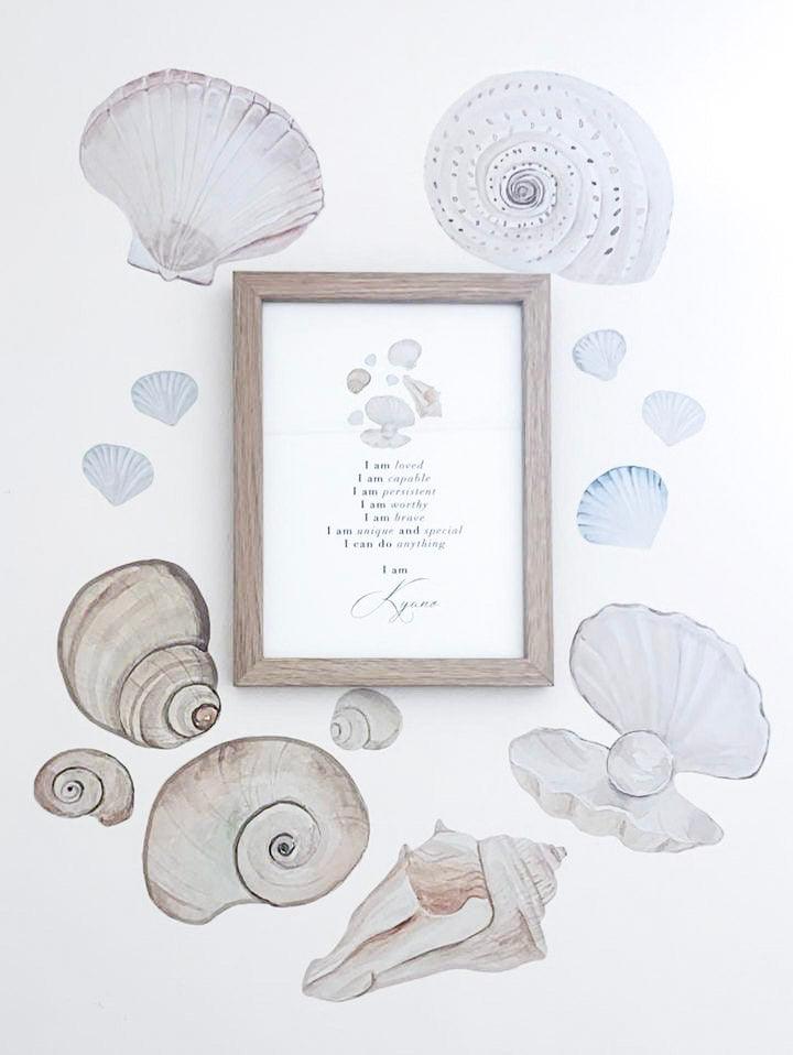 Bring the Ocean Inside With Sea Shells - Removable Fabric Wall Stickers - lovefrankieart