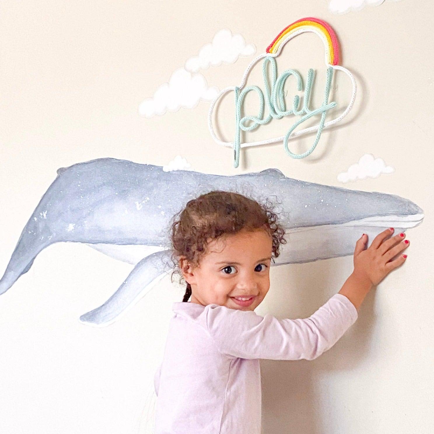 Magical Blue Whale - Removable Fabric Wall Sticker - lovefrankieart