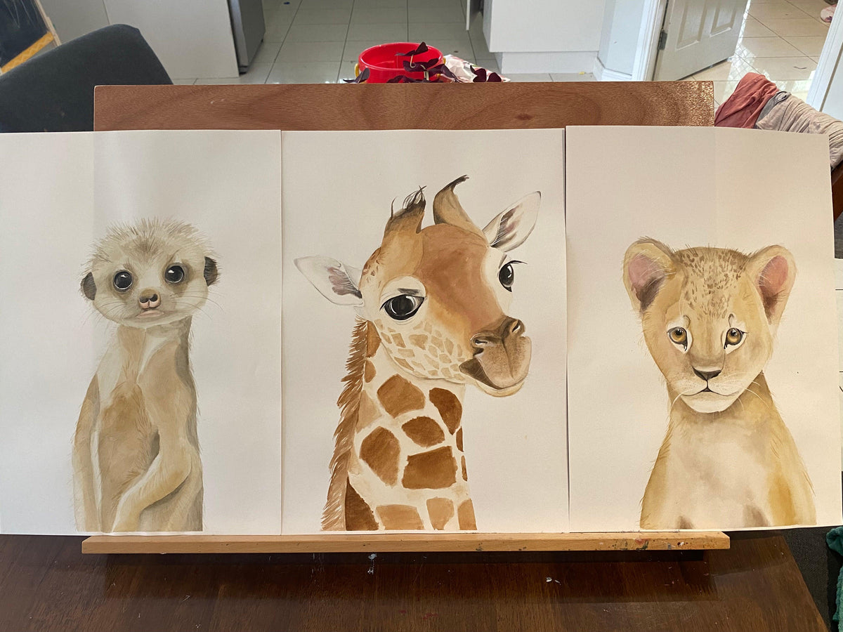 3 Safari Animal Nursery Art Prints